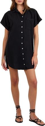 Bella Dahl Roll Sleeve Pocket Mini Shirtdress in Vintage Black at Nordstrom, Size X-Small