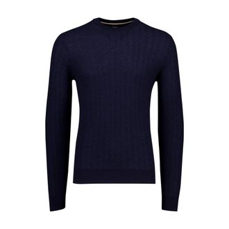 HUGO BOSS Truien & Vesten, Heren, Blauw, 3Xl, Katoen, Rondgebreide trui