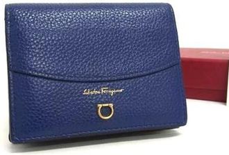 Ferragamo Black Blue Leather Wallet (Bi-Fold) (Pre-Owned)