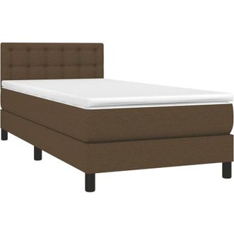 vidaXL Cama Box Spring Con Colch&oacute;n Tela Marr&oacute;n Oscuro 90x190 Cm Vidaxl