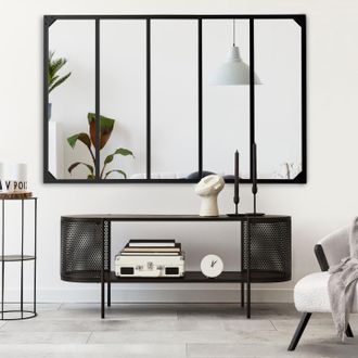 IDMarket Idmarket - Espejo De Cristal De Dise&ntilde;o Industrial De 5 Franjas 140x84 Cm