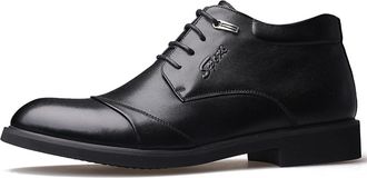 Generic Formal Shoes for Men Lace Up Cap Toe Derby Shoes Leather Block Heel Low Top Non Slip Party(6.5 UK) Black