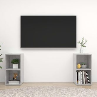 vidaXL Vidaxl - Muebles De Sal&oacute;n De Pared 2 Pzs Madera Ingenier&iacute;a Gris Hormig&oacute;n