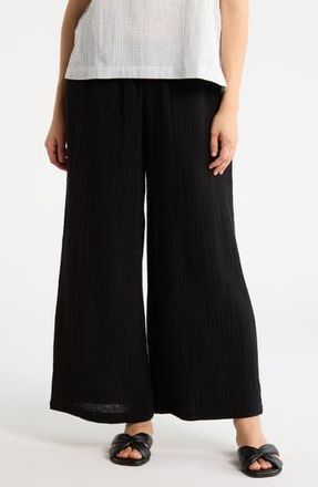 Eileen Fisher Wide Leg Organic Cotton Ankle Pants in Black at Nordstrom Rack, Size Xx-Small