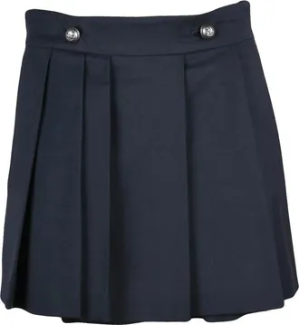 Sportmax Midnight Blue Viscose-Blend Pleated Mini Skirt
