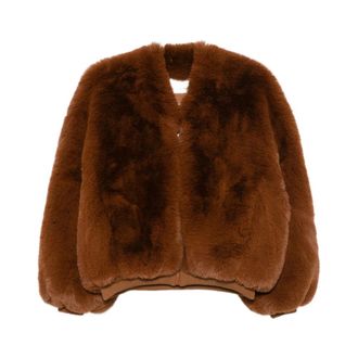 Frankie Shop Giacca Senna in ecopelliccia senza colletto - - Jackets - Donna - Marrone - S