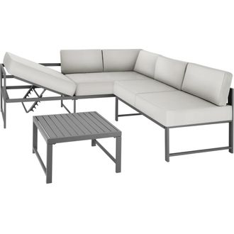 TecTake Conjunto de muebles con mesa y respaldo regulable resistente gris