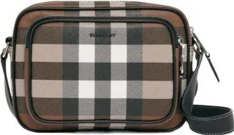 Burberry Dark Birch Brown Check-Print Compact Messenger Bag