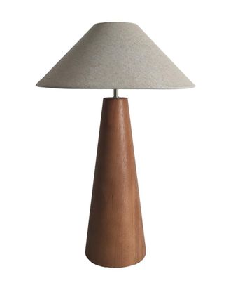 Deco Wood L&aacute;mpara de mesa de metal en color marr&oacute;n y natural de 56cm