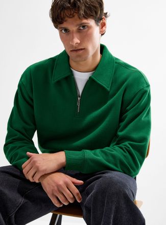 Le 31 Mens Zip-up polo-collar sweatshirt