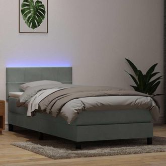 vidaXL Vidaxl Letto A Molle Con Materasso E Led Grigio Chiaro 80x220 Cm Velluto