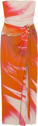 SIMKHAI Strapless top met marmerprint - Oranje