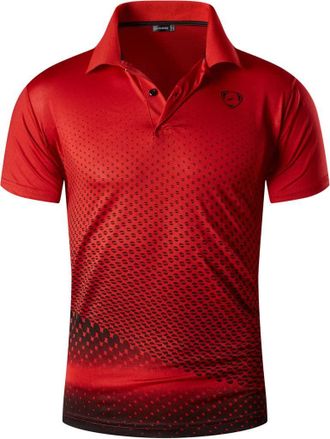 Jeansian Jeansian Mens Sport Outdoor Quick Dry Short Sleeves Polo Tee T-Shirt Tops LSL195, Red, XXL, (LSL195_Red_XXL(XXXL))