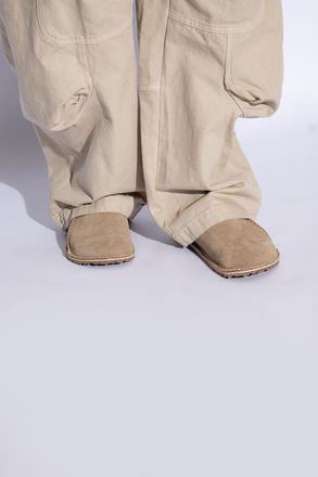 Birkenstock Lutry Premium Suede Slides, Mens, Beige