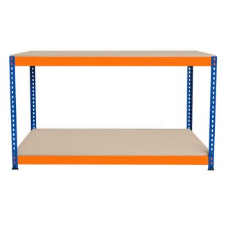 MonsterShop Monster Racking - Banco De Trabajo P/garaje S-rax 2 Niveles 150cm X 60cm X 90cm Capacidad Por Nivel 300kg Montaje Sin Tornillos 2 Barras De Soporte Re