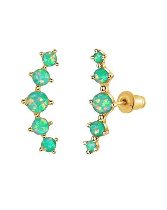 Liv Oliver 18K Plated 4.75 Ct. Tw. Opal Ear Climbers Earrings