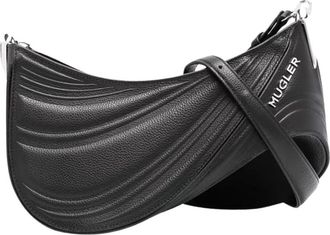 MUGLER Spiral Curve Schoudertas - Dames - Schoudertassen - Zwart - ONE Size - Leer - Tassen