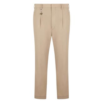 Prada Slim-fit Trousers, male, Beige, Size: S Tailored trousers with logo