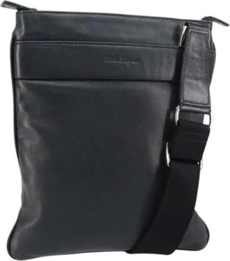 Ferragamo Pre-owned Cross Body Bags, male, Black, Size: ONE SIZE Pre-owned Leather Shoulder Bag
