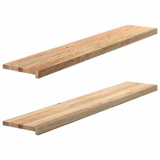 Berkfield Home Window Sills 2 pcs&not;Untreated 140x25x2 cm Solid Wood Oak in Brown | Size: Medium