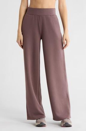 Zella Whisper Knit High Waist Wide Leg Pants in Grey Plum at Nordstrom Rack, Size X-Large