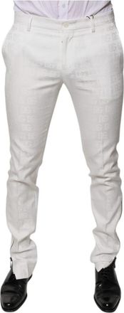 Dolce & Gabbana Dress Pants - Heren - Slim Fit Broeken - Wit - M - Katoen - Broeken