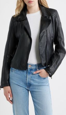 Mauritius Bita Leather Moto Jacket in Black at Nordstrom, Size 15
