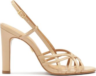 Kazar Beige open teen hoge hak sandalen - Dames - Sandalen met hakken - Beige - 37 EU - Leer - Schoenen