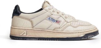 Autry Vintage-Inspired Low Sneakers with Crackle Leather Finish