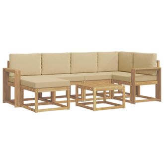vidaXL Conjunto De Sof&aacute;s De Exterior Con Coj&iacute;n 7 Pcs Y Beige Vidaxl