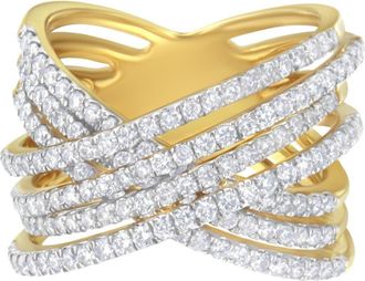 House of Brilliance 10KT Yellow Gold 1 5/8 cttw Diamond Bypass Ring at Nordstrom, Size 7