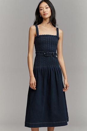 Moon River Square Neck Midi Dress