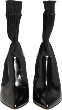Dolce & Gabbana Black Stretch Stilettos Booties Socks Womens Shoes