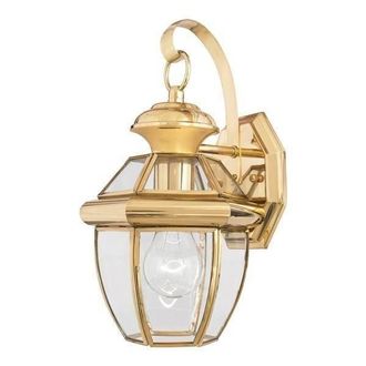Netlighting Newbury 1 Light Outdoor Small Wall Lantern Light Polished Brass IP44 E27 in Yellow