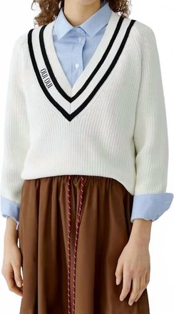 Oui V-Neck Pullover In White Black
