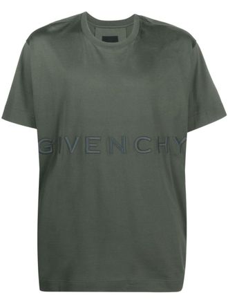 Givenchy logo-embroidered cotton T-shirt - men - Cotton - 3XL - Green