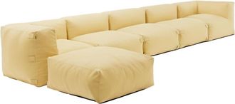 Oviala Sof&aacute; de esquina modular, 3 sillones, 2 &aacute;ngulos, 1 puff giallo chiaro