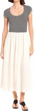 Fifteen Twenty Contrast Hem Sylvie Dress In Black Stripe