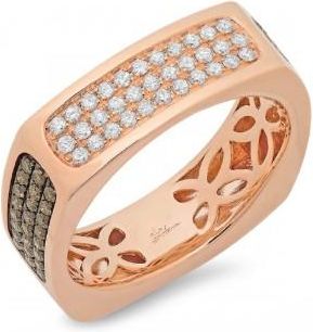 Allurez 0.94ct 14k Rose Gold White & Champagne Diamond Mens Ring