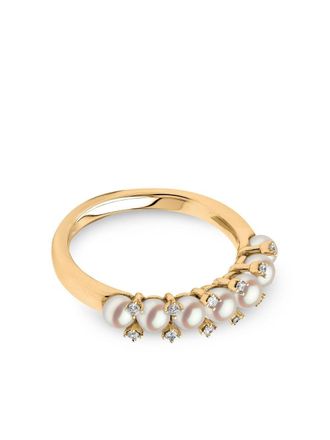 Yoko London 18kt yellow gold Eclipse Akoya pearl and diamond ring - women - 18kt Yellow Gold/Akoya Pearl - 54