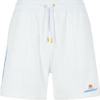 Casablanca Jacquard Cotton Blend Terry Shorts con monograma blanco