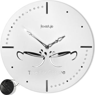 OEM Reloj De Cocina Redondo Blanco 3d Con Tazas Plateadas