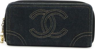 Chanel Denim Leather Long Wallet (Bi-Fold) (Pre-Owned)