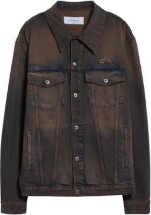 Off-white Bruine Denim Skate Jack - Heren - Spijkerjassen - Bruin - S - Denim - Jassen