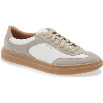 BOSS Kieran Low Top Racing Sneaker in Medium Beige at Nordstrom, Size 12Us