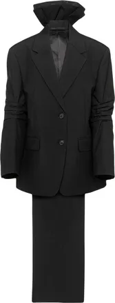 Prada bow-detail single-breasted coat - women - Mohair - 38 - Black