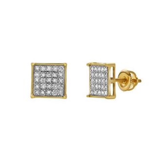LuvMyJewelry Slate 10K Yellow Gold Cluster Diamond Unisex Earrings - 0.24 Cts at Nordstrom