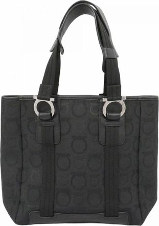 Ferragamo Black Canvas Tote Bag (Pre-Owned)