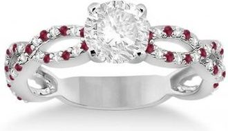Allurez Pave Diamond & Ruby Infinity Eternity Engagement Ring 14k White Gold (0.40ct)