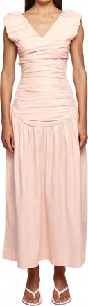 S/W/F Ruched Low Hem Midi Dress In Primrose